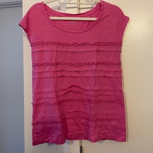 Ann Taylor LOFT, pink cap shirt sleeve shirt, size medium